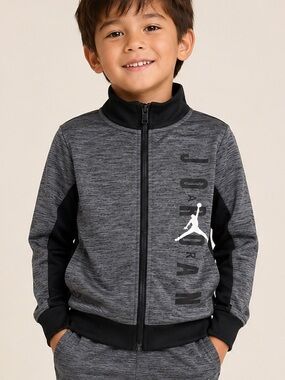 Jordan Boys 4T Full Zip Track Jacket Gray Black Jumpman NWT
